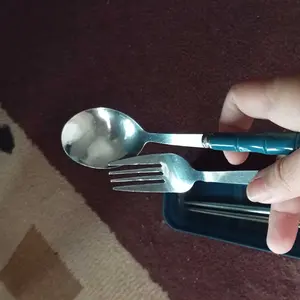 ELBER HL0685 (4 In 1) Set Sendok Alat Makan Cutlery Garpu Sumpit Set Box Stainless Steel Travel Silver Gold Peralatan Makan Y1877