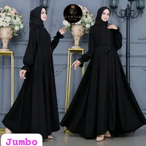 gamis arabian samira jetblack premium   Baju Dress Hitam Muslim