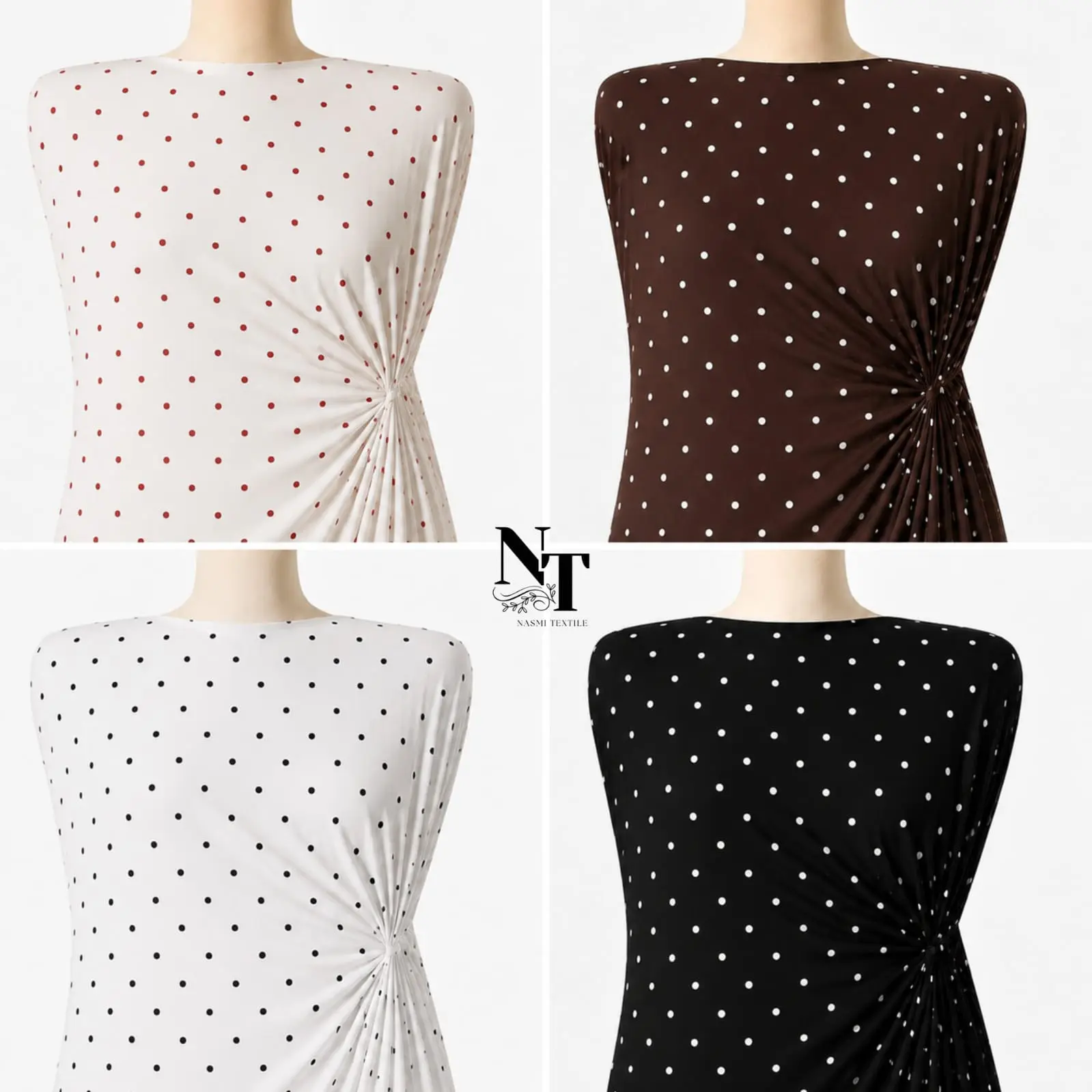 Kain katun rayon viscose premium motif polkadot terbaru (0,5meter) - Nasmi Textile