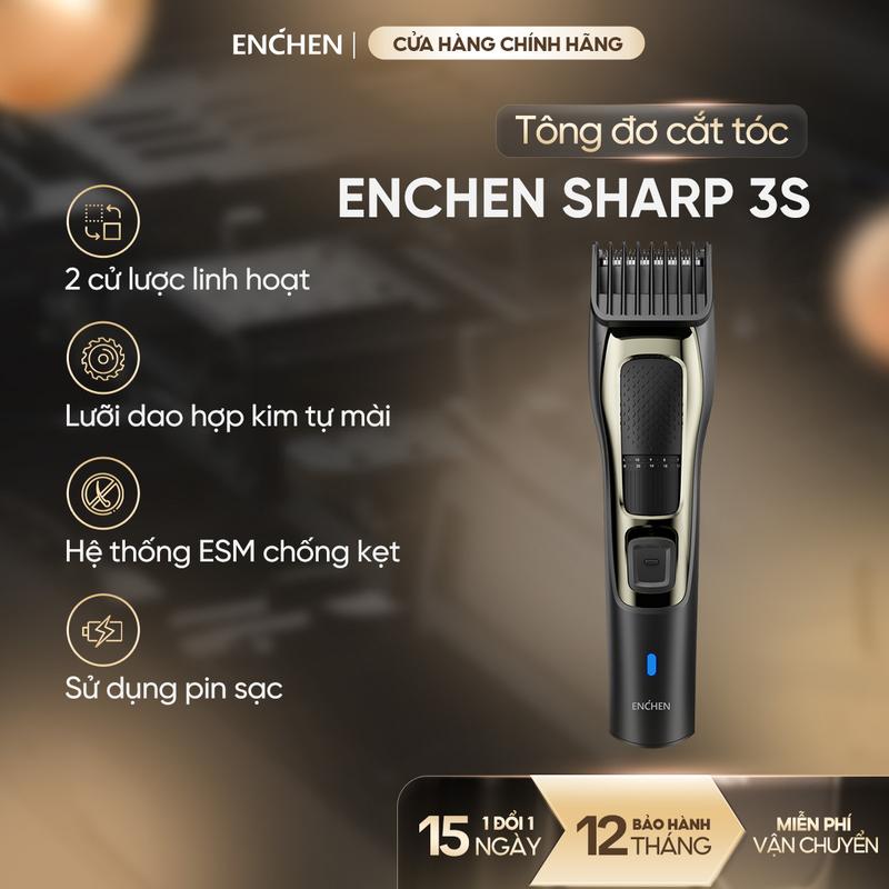  Tông đơ cắt tóc Enchen Sharp 3S - Động cơ mạnh mẽ- Dễ dàng tiện lợi - BH 12 tháng 