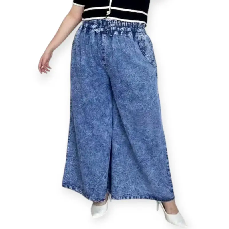 Celana Panjang Kulot Jeans Wanita Bb 65kg Maxx Denim Jeans Premium Pinggang Full Karet Nyaman Simple 1