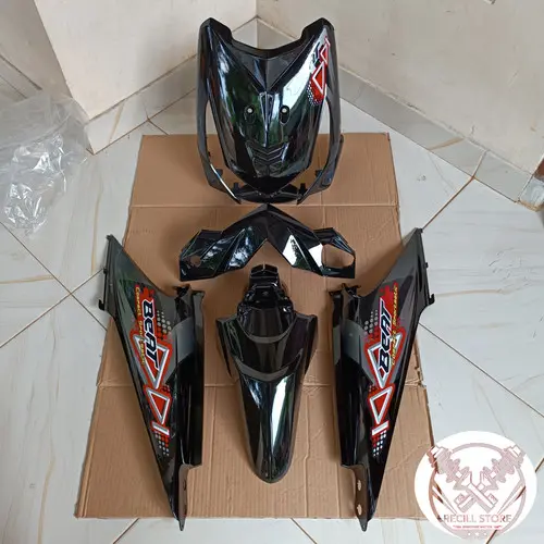 Fullset Cover Body Halus + Striping Beat Karbu Hitam untuk Sepeda Motor Motorcycle 4