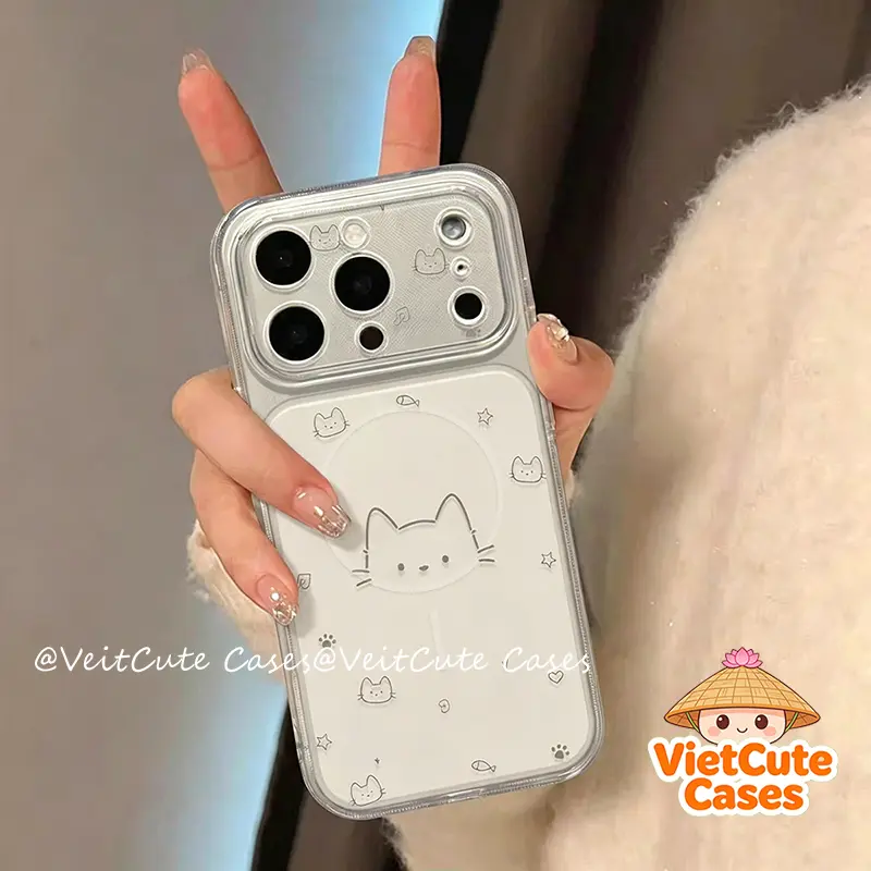 Ốp lưng điện thoại họa tiết mèo nét đơn giản, chống sốc bảo vệ camera IPhone 17 16 12 11 14 13 15Pro Max 14 16 15 Plus XR X XSMax