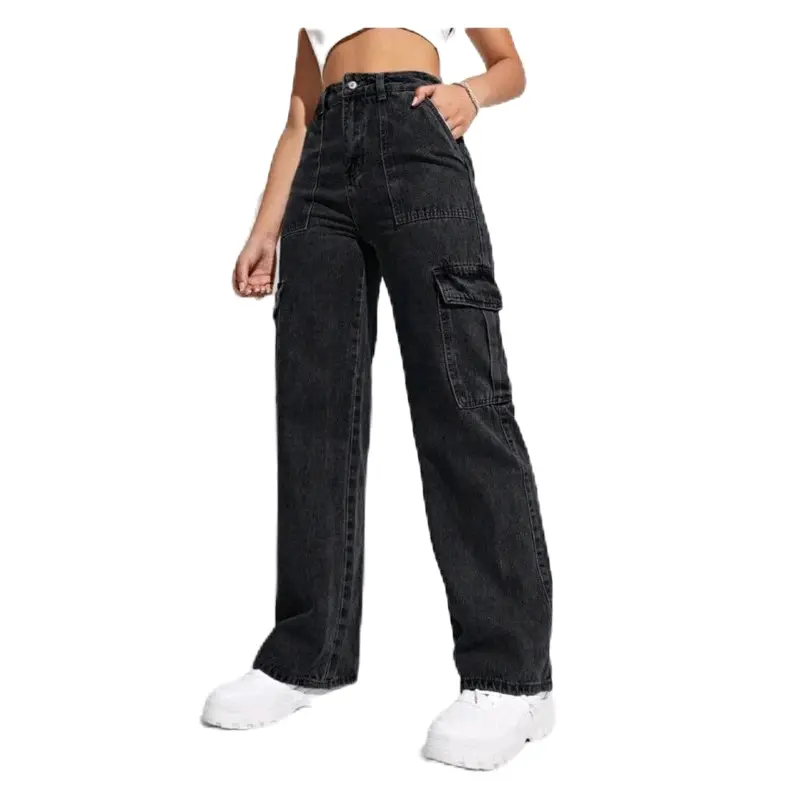 Women's Acied 6Pocket Cargo Long Plazzo Available in Malaysia Baru stock Harga mura mura baju barbie Jeans baggy  loose  fitting  jeans