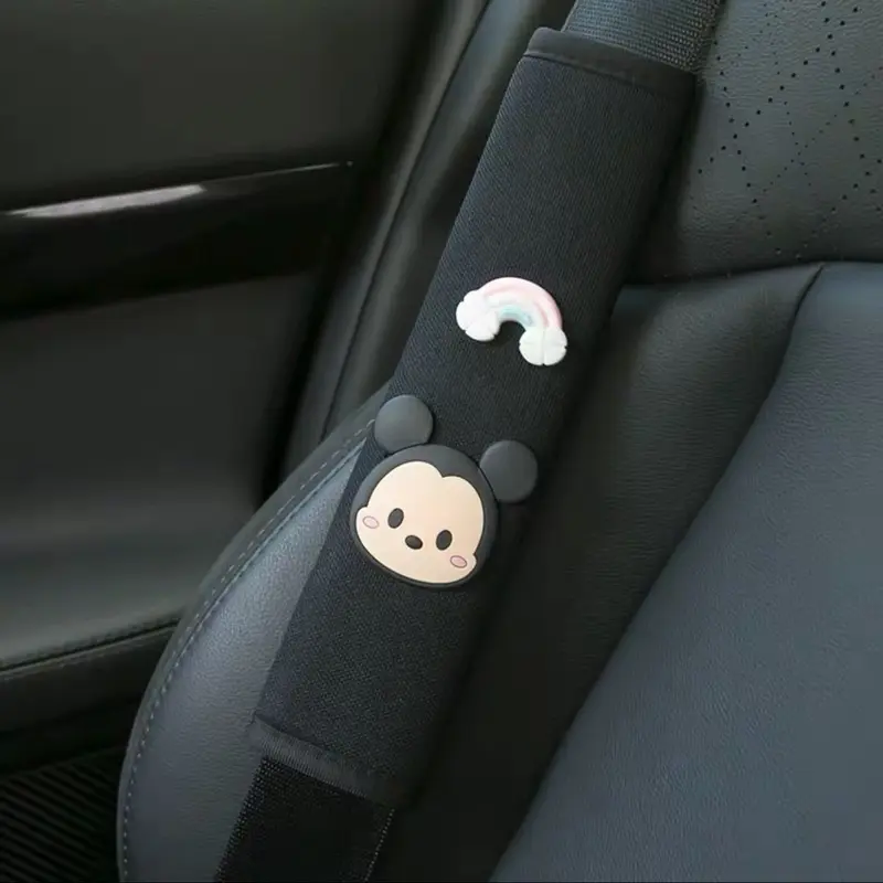 Sarung Cover Seatbelt Mobil Mickey Minnie Corgi Car silikon Blue 2
