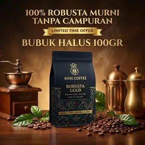 King Coffee Robusta Bubuk Halus 100gr Kopi Hitam Kental Strong Original