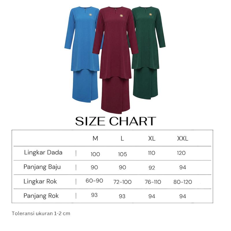 Setelan Kurung Melayu Aluna Polos  Baju Kurung Malay Polos SetRok Tunik