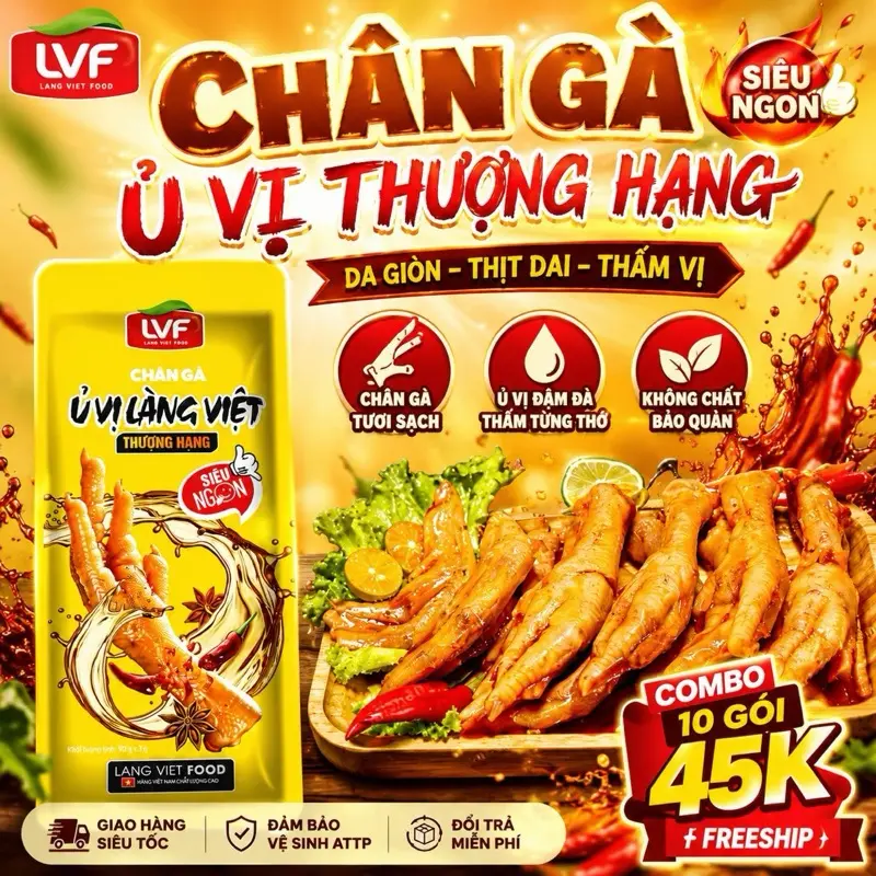 COMBO 10 CHÂN GÀ Ủ Vị Cay loại 30g