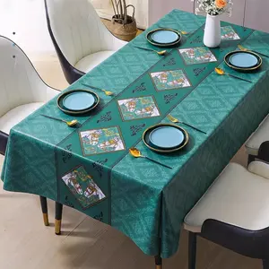 Taplak meja tahan air, anti minyak, dan tahan panas, mudah dibersihkan, bentuk persegi panjang untuk meja makan rumah, dengan kesan mewah minimalis, cocok untuk meja tamu di ruang keluarga.