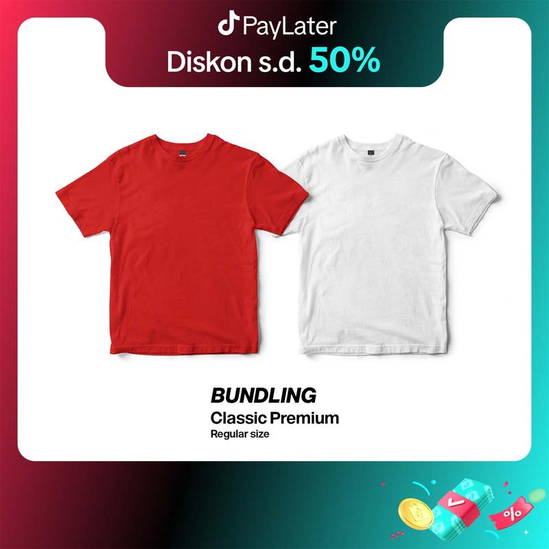KPM Apparel 2 Pcs Kaos Classic Premium Reguler dan Big Size Cotton Combed 20s Nyaman Polos Basic Pendek 0