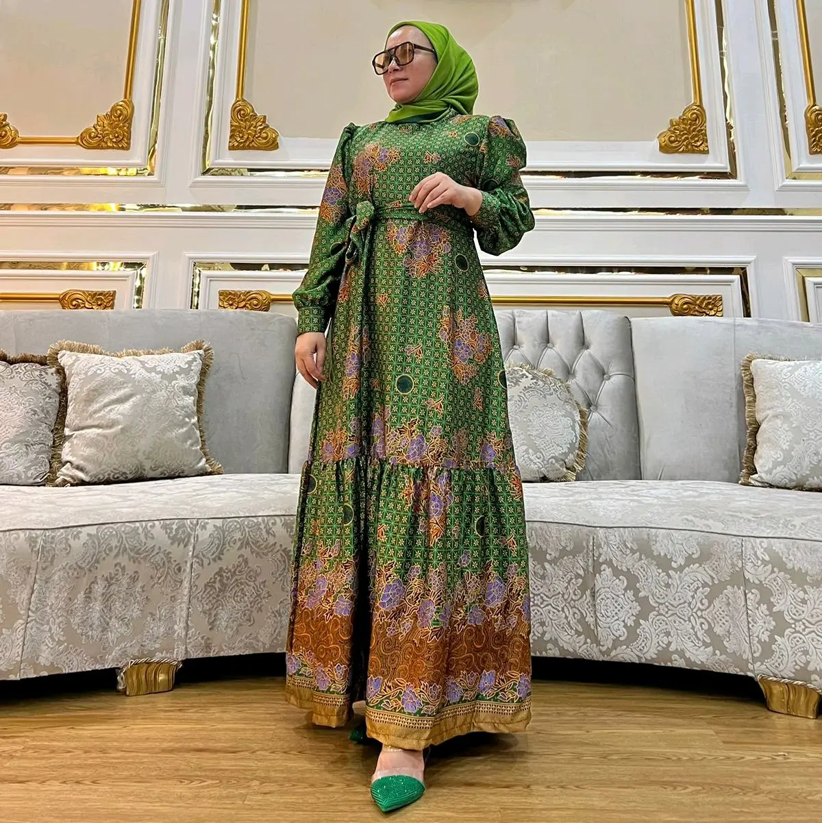 Gamis muslimat ada tali lepas tersedia size komplit