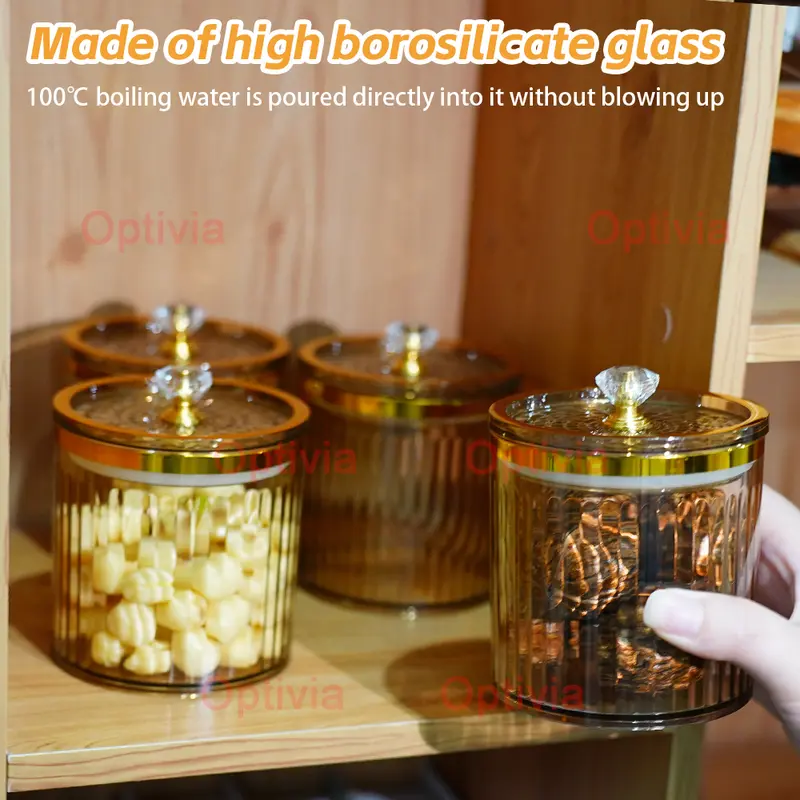 OPTIVIA Emas Snack Tray Kue Storage Jar Snack Bowl Tempat Saji Snack Cemilan Kotak Makanan Toples Lebaran Set Nampan Topless 1
