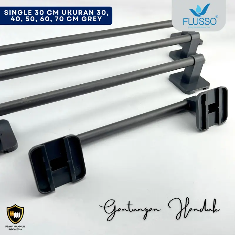 Flusso Gantungan Baju dan Handuk Material Stainless Include Perekat 30 40 50 60 70 cm 5