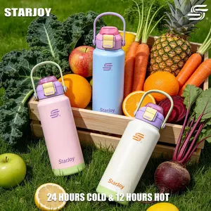 STARJOY Tumbler Stainless 1L/500ml Dual Lid BPA Free/Tumbler Stainless 1 Liter Botol Minum 1 Liter Tahan Panas / Dingin Portable Stainless Steel Tumblr warna biru termos vakum ringan mighty mug