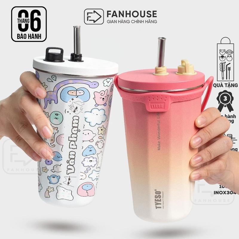 [ Bán Chạy ] Ly giữ nhiệt Tyeso Wonder chính hãng dung tích 600ml inox 304 Fan House khắc tên theo yêu cầu