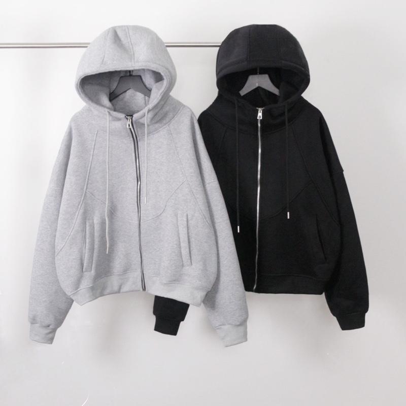 Hoodie mũ chùm cổ cao gân nổi mix khoá đồng KPis Clothes