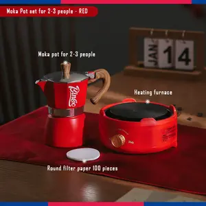 Bincoo Set Moka Pot 150ml & Stove kompor + distributor Untuk 2-3 persons