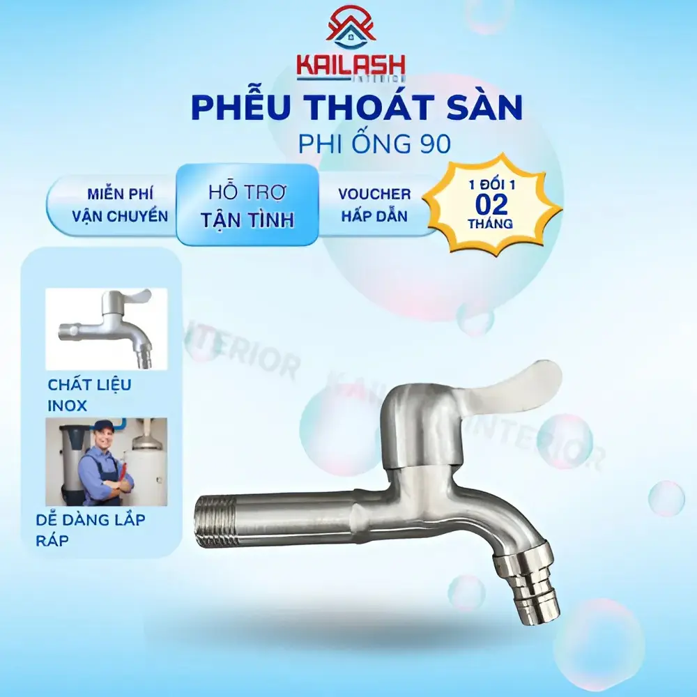 Vòi nước, vòi hồ, van nước cho máy giặc inox 304 bảo hành 1 đổi 1 trong 2 tháng - KAILASH INTERIOR