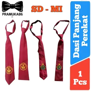 Dasi Sekolah SD MI Langsung Pakai Panjang Perekat Logo Bordir / Dasi SD Panjang / Dasi Madrasah Ibtidaiyah Panjang / Dasi MI Panjang