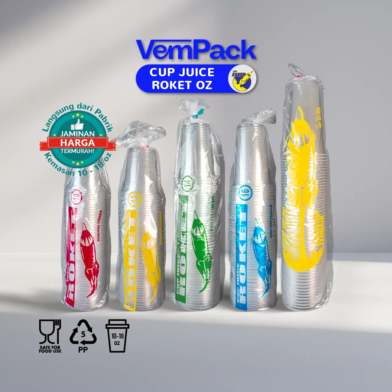 [50 Pcs] Cup Jus Rocket | Cup Minuman Dingin | Cup Plastik Es | Gelas Plastik Roket