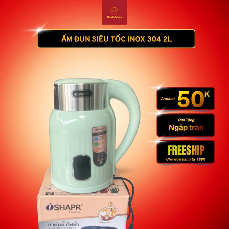 Ấm Đun Nước Siêu Tốc Inox 304 Cao Cấp, 3 Lớp 1500W Dung Tích 2L, Tự Động Ngắt ST160