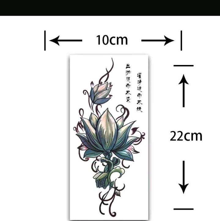 Sticker Stiker Bunga Angry Lotus Hijau - Tato Temporer Tubuh - Tattoo Tatto Temporary Kering Tahan Air Sementara Anti Air - Seri QC-661 Wanita 5