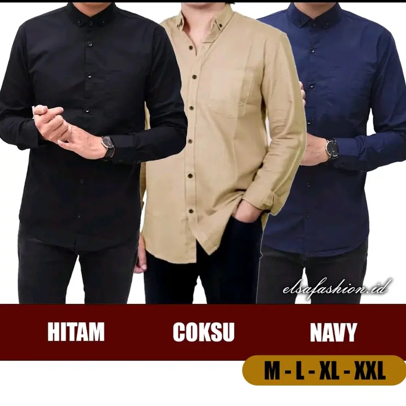PAKET HEMAT KEMEJA PRIA POLOS LENGAN PANJANG 90 RIBU DAPET 3PCS  Katun Slimfit standard sesuai gambar korean paketan9 unisex Formal Soft Hitam Kantor fitted shirt hurley  kemeja Putih Casual Distro 4
