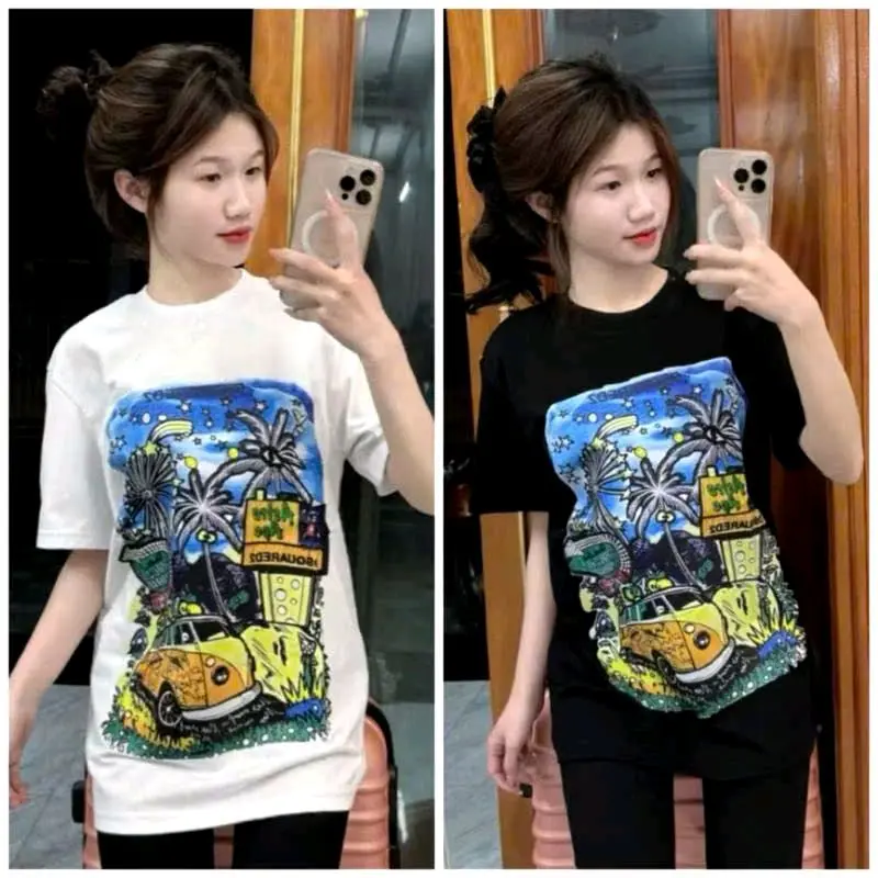 Áo phông nam nữ mẫu qsđ họa tiết ôtô cây dừa from unizez phong cách hottrend.
