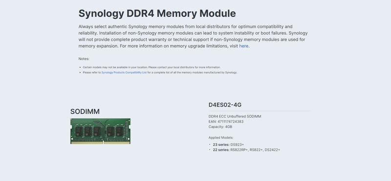 Product Introduction of Synology D4ES02-4G 4GB RAM DDR4 ECC Unbuffered SODIMM Compatible with DS923+ , DS723+, RS822RP+ , RS822+ , DS2422+ 1