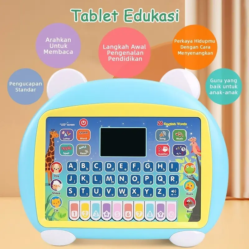 Tab Anak Mainan Tablet Belajar  English Laptop  Edukasi Komputer 2in1 Huruf Musik Piano Perkembangan Berpikir Pelatihan Daya Ingat Intelektual Bahasa Inggris Edukatif Utk Hadiah Ultah Kado Permainan Plastik 3