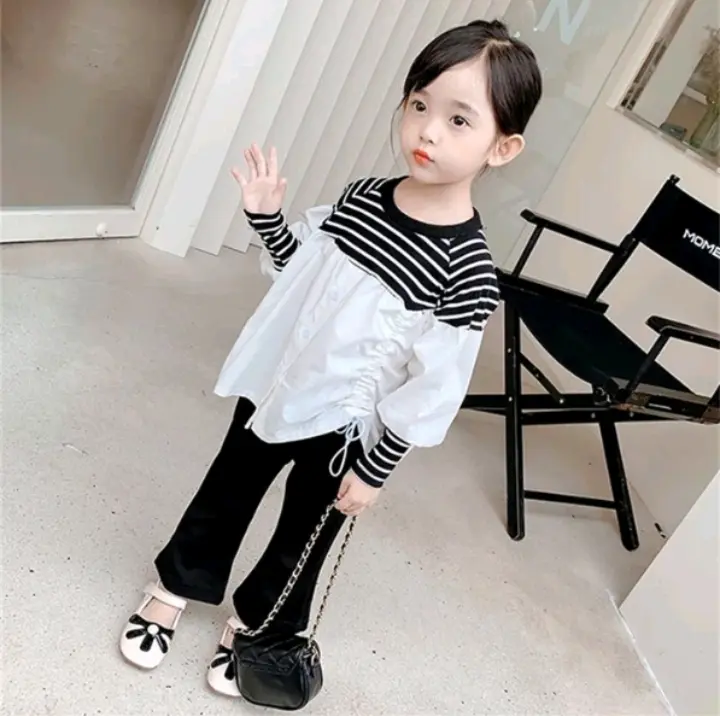 setelan baju anak perempuan import korean style usia 2 - 6 tahun Katun 1