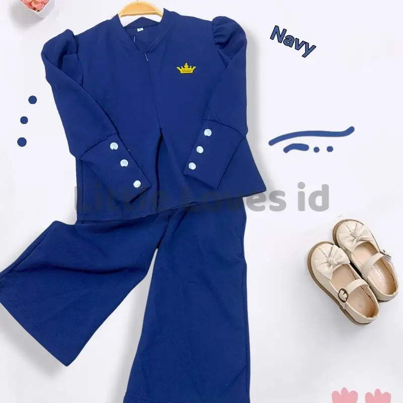 Setelan kulot lebaran anak perempuan model lengan inara bahan knit japan linen usia 1 sampai 2 tahun banyak pilihan warna 5