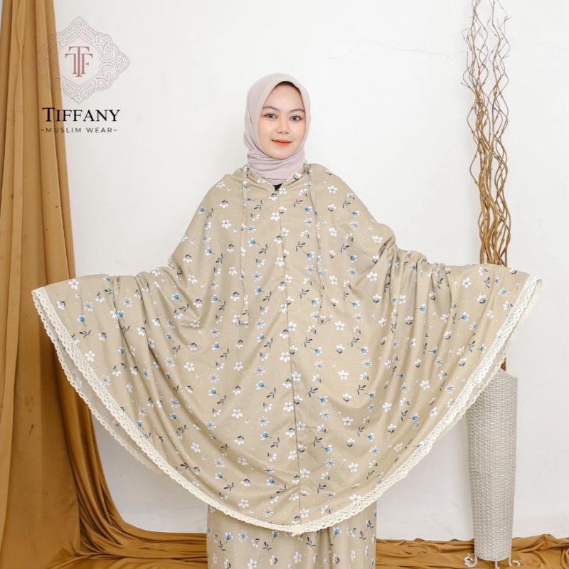 Tiffany | Mukena Traveling Dewasa Mini Pouch Katun Motif Bunga 2in1 Muslim Panjang 0