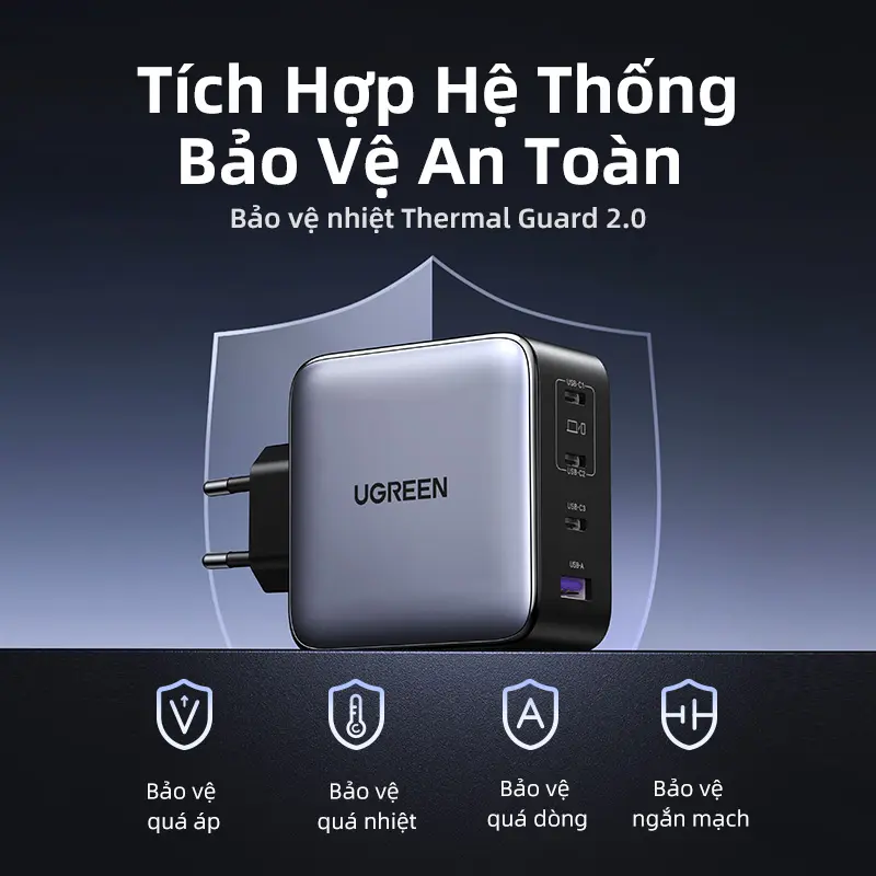UGREEN Sạc Nhanh GaN 200W 4 Cổng – Hỗ Trợ Sạc Nhanh Samsung 45W SFC 2.0, Dùng Cho MacBook, Máy Tính Bảng, T14, Samsung S25 Ultra/S24/S23/S22, iPhone 16 – Phích Cắm Gập | BigBuy360 - bigbuy360.vn