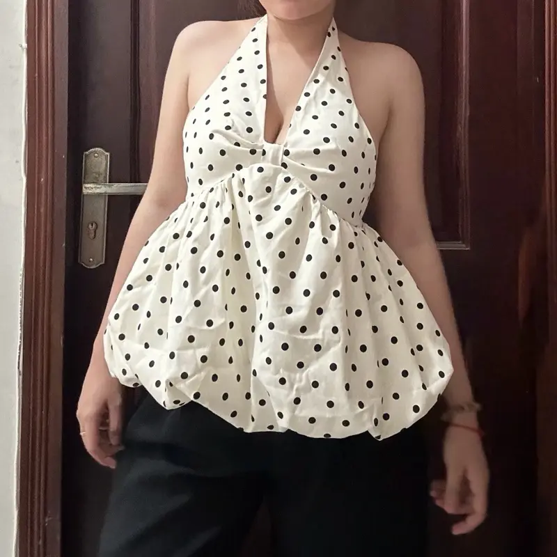 "Chấm Bi " Top - áo yếm cột cổ from bí