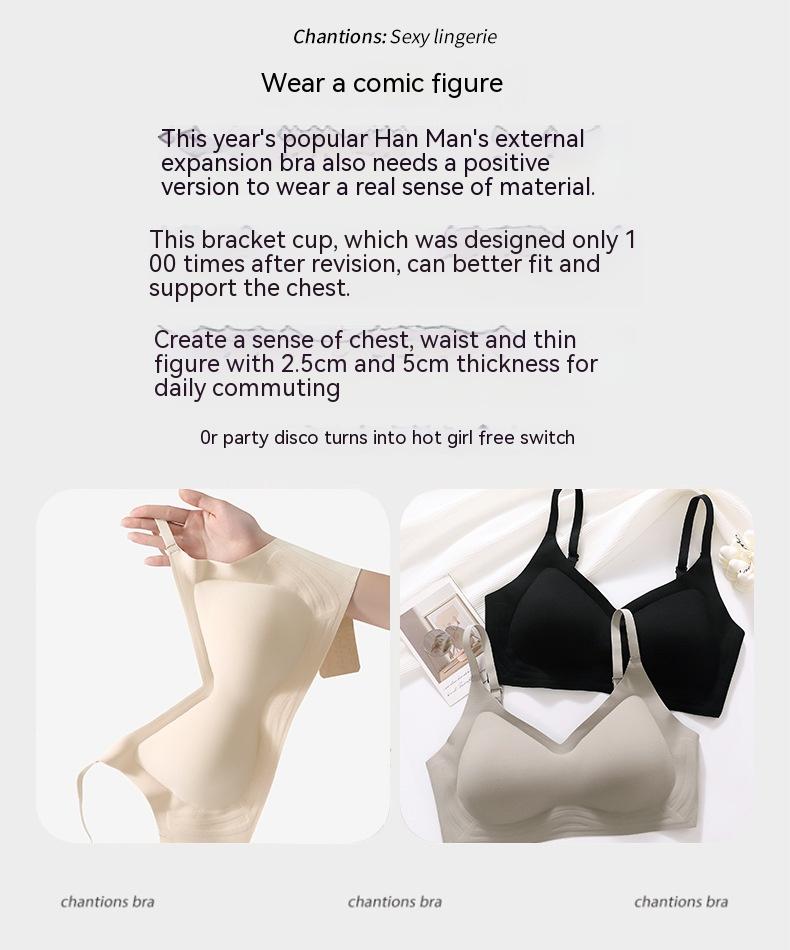 Product Introduction of Expansion cartoon breasts small breasts show large comfortable non-marking underwear female thickened cup pads breathable non-steel ring gathered bra 2