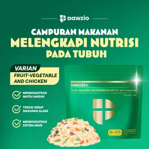 PAWZIO Fruit Vegetable & Chicken Shreds 40g – Topping Makanan Kucing dan Anjing Tinggi Protein