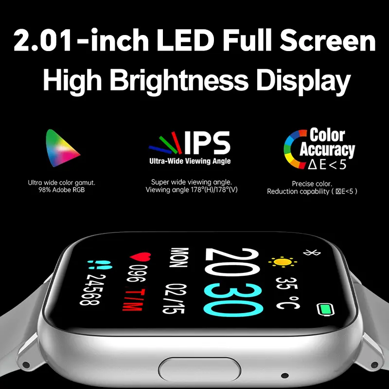 Totop SmartWatch H9 PLUS Fashion Bluetooth upgrade Smartband 2.01 inch HD Screen Full Touch Bluetooth Call Jam Tangan Fitness Tracker Calculator Custom Wallpaper Music Wanita Pria 2