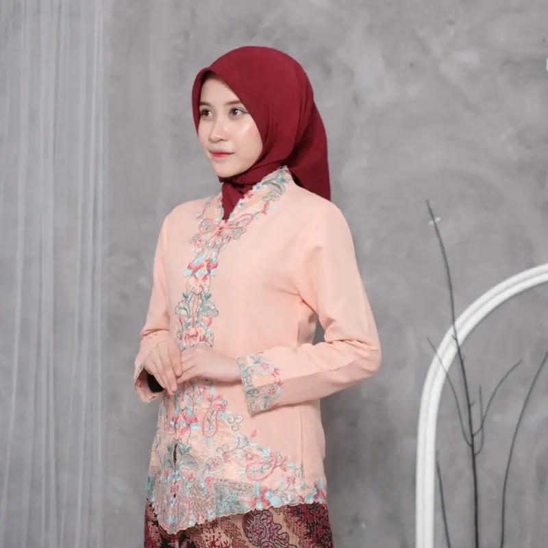 Kebaya Encim Bordir Modern Putih Bordir Warna Lengan Panjang Wisuda Kondangan Kantor Modern Pesta 4
