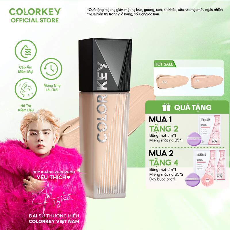   Mới  Kem Nền COLORKEY PHIÊN BẢN NÂNG CẤP Chân Ái Cho Da Dầu Cho Lớp Trang Điểm Lì Mỏng Nhẹ Không Dễ Xỉn Màu 30g 