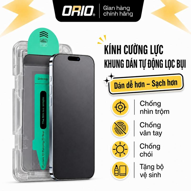 Kính Cường Lực iPhone ORIO OR03 Chống Nhìn Trộm + Chống Vân Tay + Chống Chói