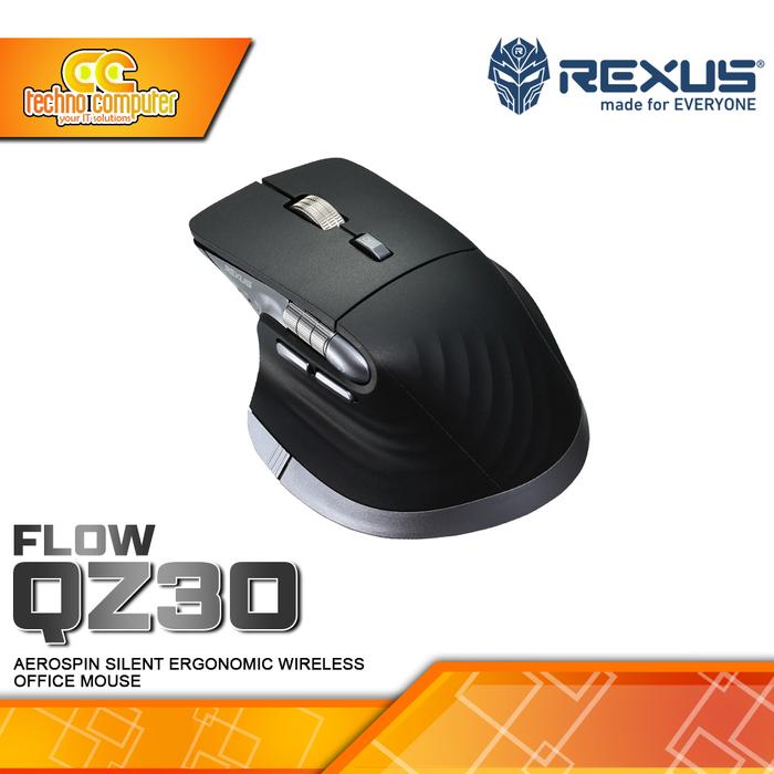 Gambar REXUS Flow QZ30 Ergonomic Silent Click Wireless - Office Mouse Wireless dari Techno Computer Bali Kota Denpasar Tokopedia