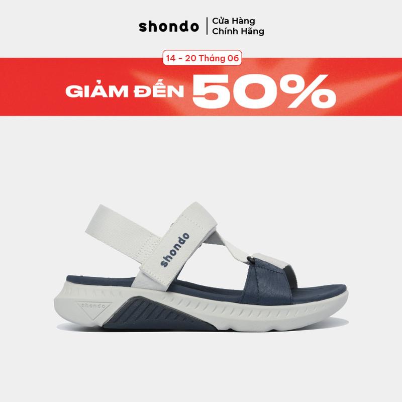 Giày Sandal Nam Nữ F7R Thoải Mái, Nhẹ Êm, Xám Rêu Xanh Dương Shondo F7R2435