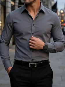 Camisa formal para hombre CSC11, camisa de negocios con cuello puntiagudo clásico, ideal para oficina y fiestas, cierre frontal con botones a la moda, estructura duradera