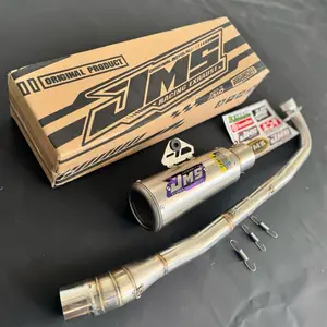 KNALPOT JMS ORIGINAL TYPE GP 2  BUAT MOTOR BEBEK LEHER SAMPING  FREE BOX &STIKER.