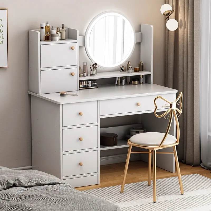 Elegant Wooden Dressing Table Stylish Vanity with LED Light and Mirror for  Bedroom Modern Makeup Dresser Toilet Table - TikTok Shop Philippines