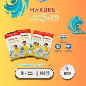 [PAKET 2 BALL] MAKUKU DRYCARE EXTRA JUMBO M48+10 L44+10 XL36+6 XXL34+6 , BAYI POPOK CELANA ANTI RUAM Paket Ball , AFFILIATE