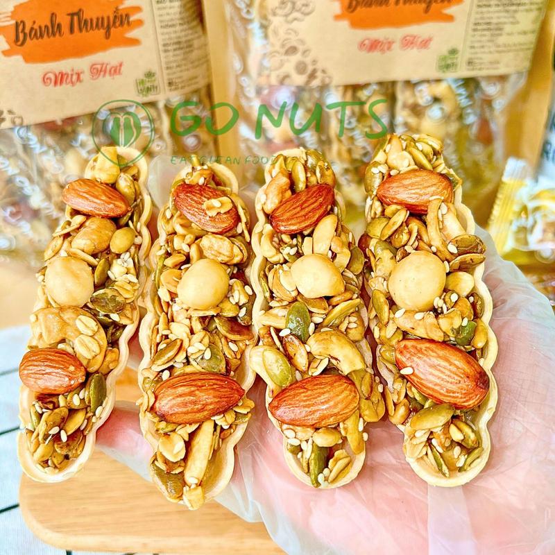 Bánh thuyền mix hạt GO NUTS có Macca không đường tạo ngọt bằng mật ong bánh hạt mix ngũ cốc dinh dưỡng 