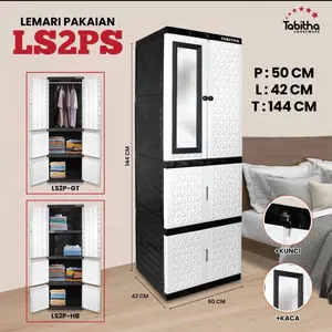 TREND Lemari Pakaian Plastik Tabitha LS2PS Gantungan Hambalan Kunci Cermin Furniture