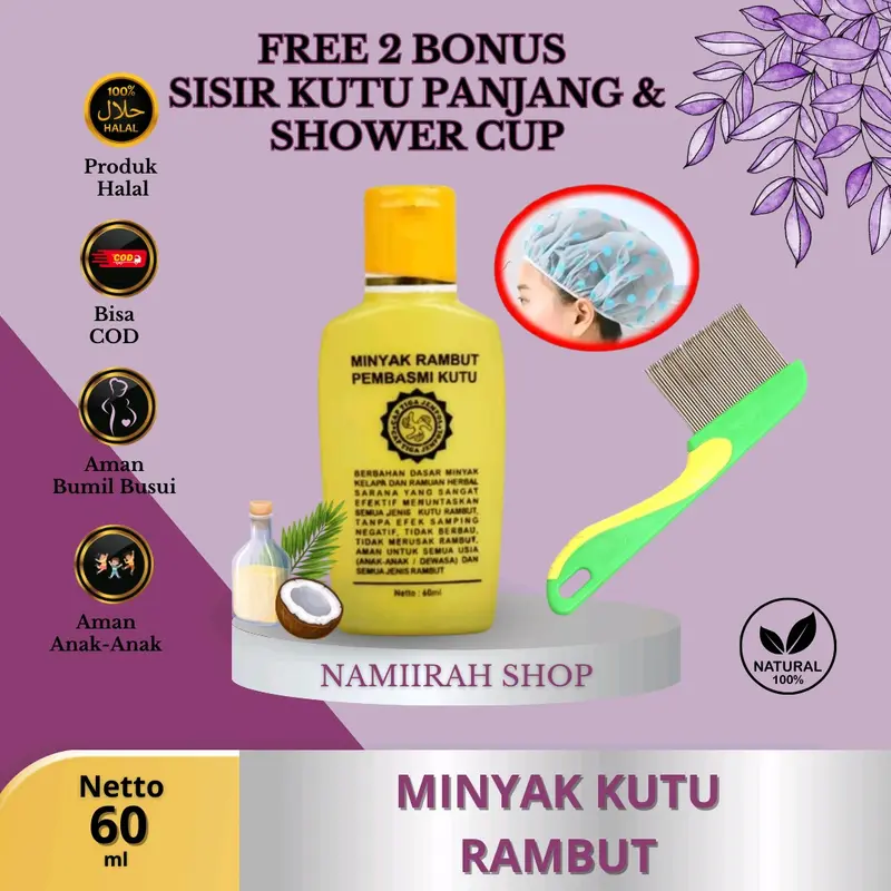 OBAT PEMBASMI KUTU RAMBUT DAN TELUR KUTU AMPUH 60 ML FREE SERIT PANJANG MINYAK KELAPA 0